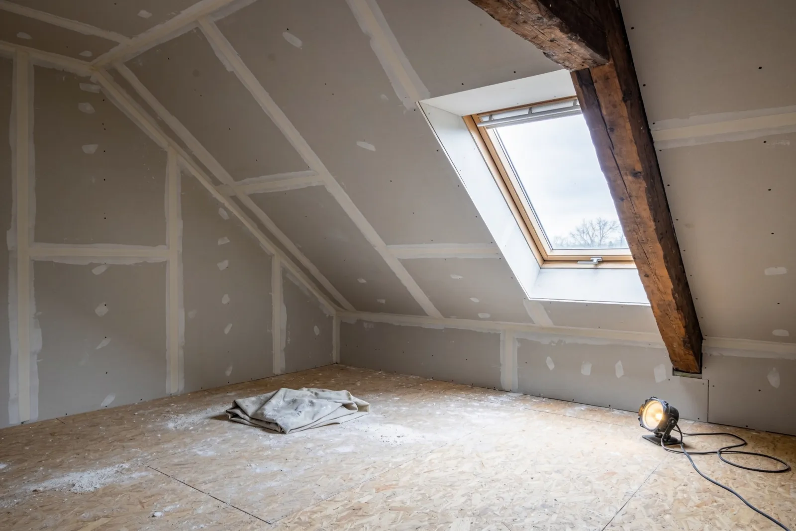 Chambre aménagée sous les pentes d'un grenier